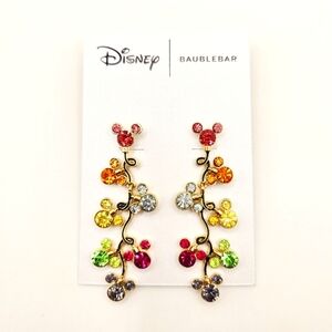 Disney BaubleBar Mickey Mouse Christmas Lights Dangle Post Earrings New